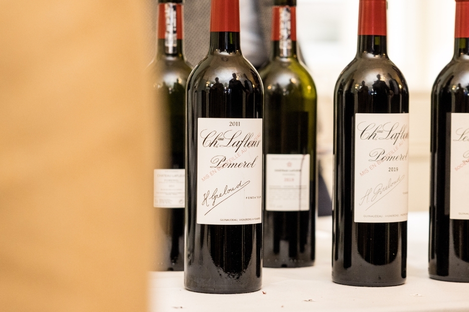 Bottles of Bordeaux red wine