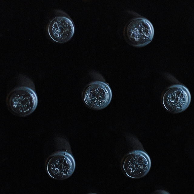wine bottles stacked