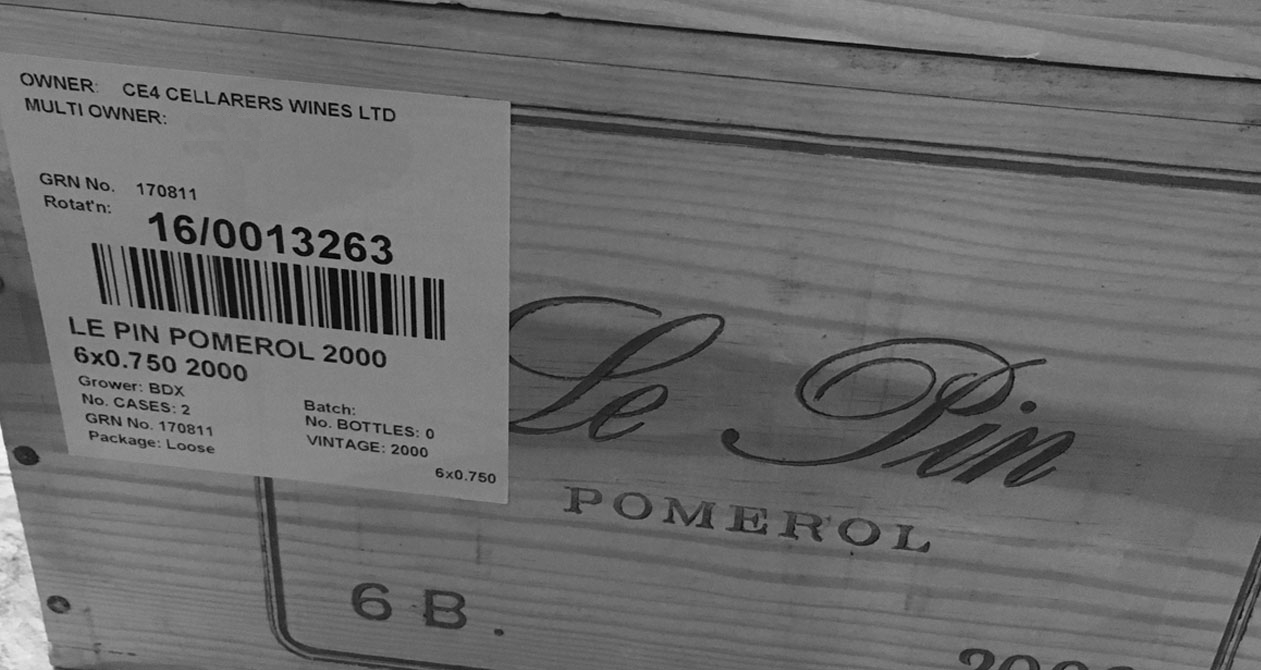 printed label on a crate