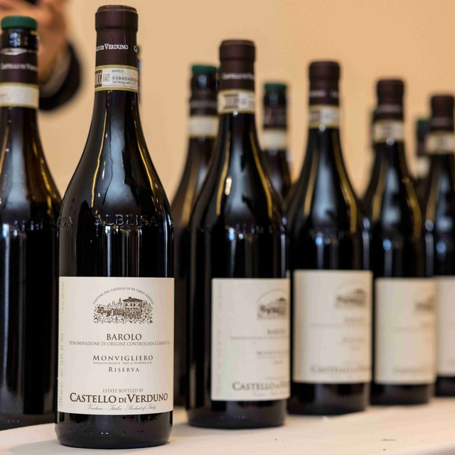 row of riserva piedmont wines